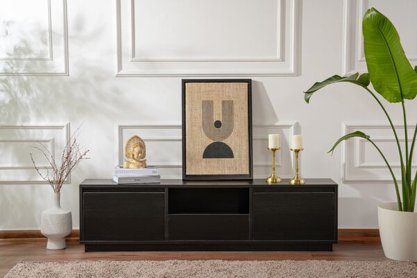 Hanah Home TV Stand Wood Black Vanguard - Wood Black