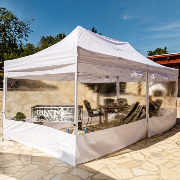 INSTENT PRO Kerti pavilon 3 x 6 m + 4 oldalfal fehér
