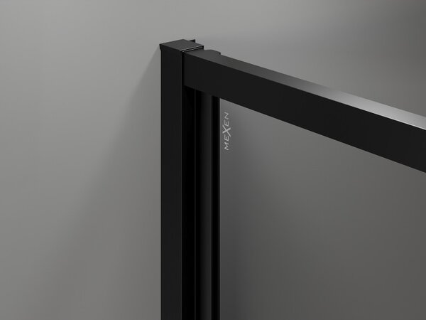 Mexen Exo-B 90 x 90 cm-es nyitható zuhanykabin, átlátszó, fekete - 817-090-090-70-00