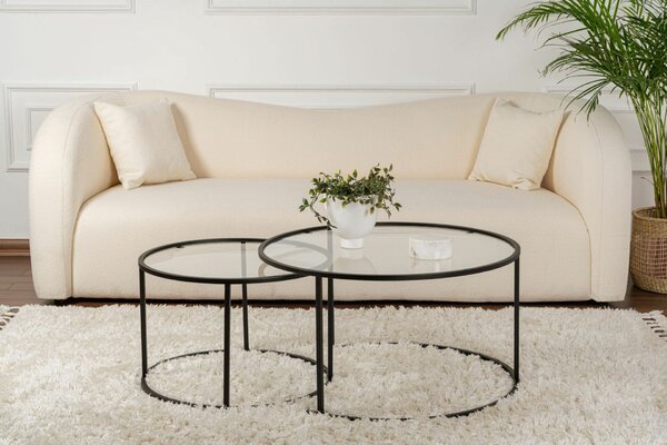 Hanah Home Coffee Table Set Black Black-Transparent-80-60