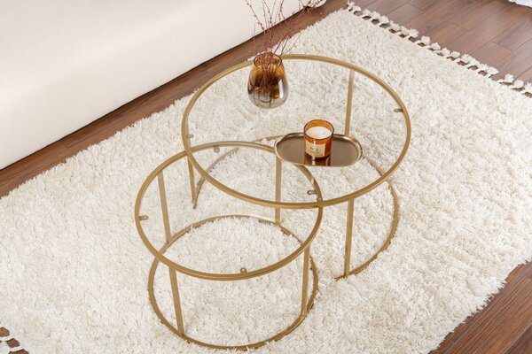 Hanah Home dohányzóasztal szett GoldTransparent Aurum - 80, 60 - Arany, Átlátszó