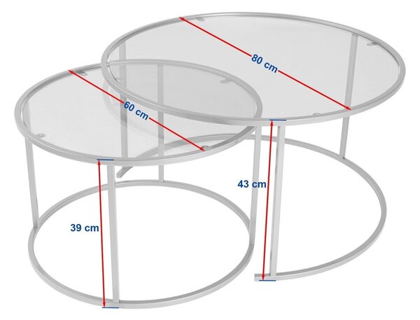 Hanah Home dohányzóasztal szett GoldTransparent Aurum - 80, 60 - Arany, Átlátszó