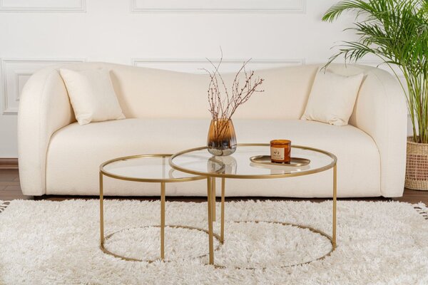 Hanah Home dohányzóasztal szett GoldTransparent Aurum - 80, 60 - Arany, Átlátszó