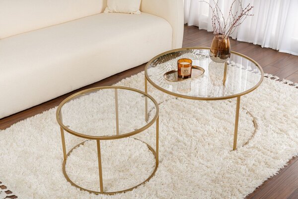 Hanah Home dohányzóasztal szett GoldTransparent Aurum - 80, 60 - Arany, Átlátszó