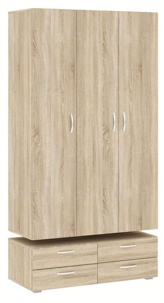 Háromajtós gardróbszekrény 111 cm fiókokkal RICHLAND - sonoma tölgyfa