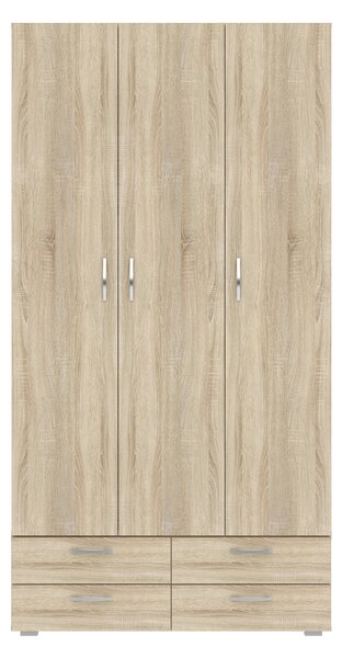 Háromajtós gardróbszekrény 111 cm fiókokkal RICHLAND - sonoma tölgyfa