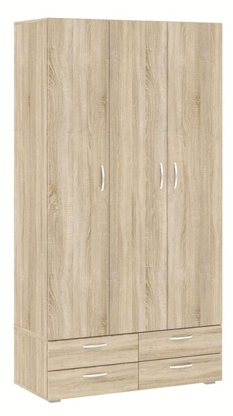Háromajtós gardróbszekrény 111 cm fiókokkal RICHLAND - sonoma tölgyfa