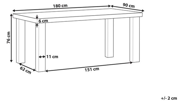 Kerti asztal TARANTO 180 cm 90 cm Beton Szürke