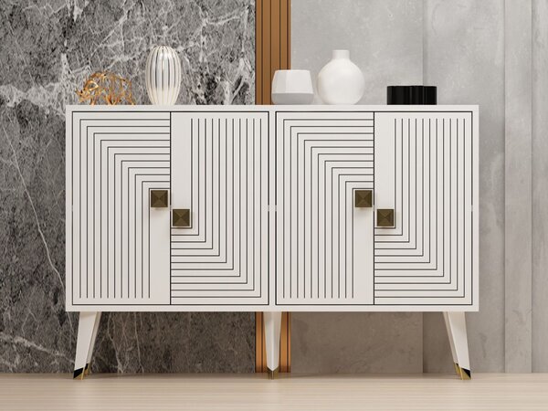 Hanah Home Console White Gold Ahart - White, Gold
