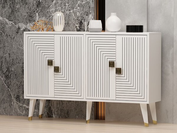 Hanah Home Console White Gold Ahart - White, Gold