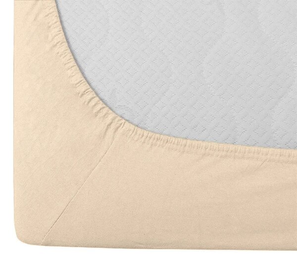 Krepp ágynemű készlet TAUPEXA világosbarna + Jersey gumis lepedő 180 x 200 cm világos bézs, franciaágy