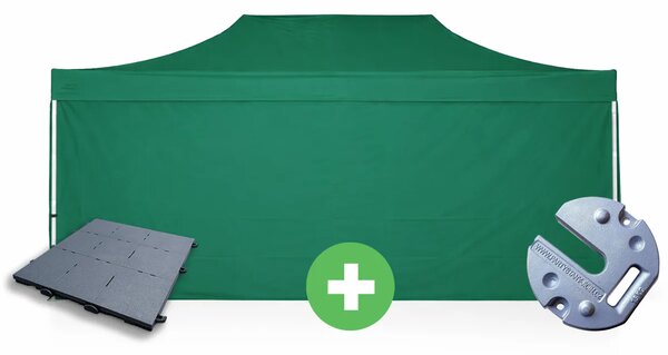 Ollós sátor 4x8m ALU PREMIUM SZETT - tömör oldalfalak + padló + sátorsúlyok szín zöld