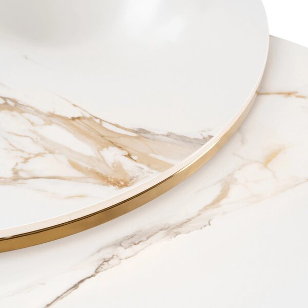 Zestaw Stolików Ceramicznych MILANO 45 cm/60 cm Biały Marmur/Złoty