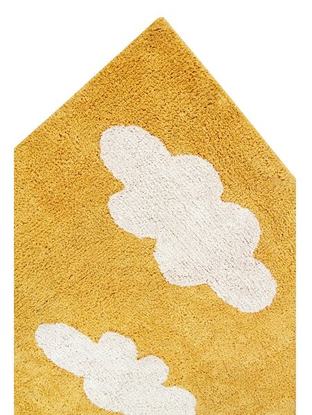 Mustársárga mosható kézi szövésű pamut gyerek szőnyeg 120x160 cm Clouds Mustard – Lorena Canals