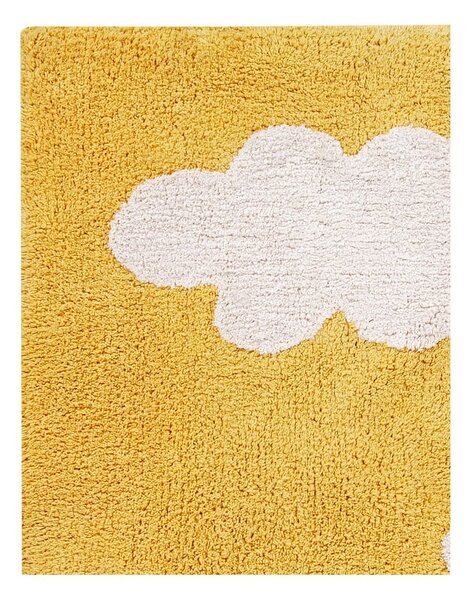 Mustársárga mosható kézi szövésű pamut gyerek szőnyeg 120x160 cm Clouds Mustard – Lorena Canals