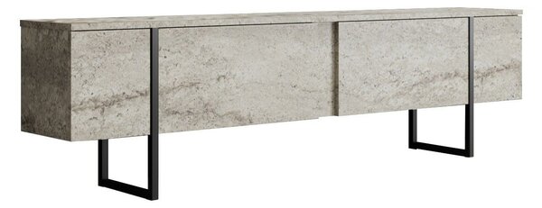 Hanah Home TV Stand Travertine Black Luxe - Travertine, Black