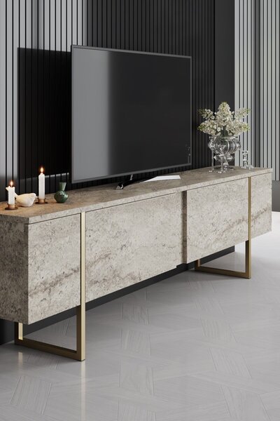 Hanah Home TV-állvány Travertin Gold Luxe - travertin, arany