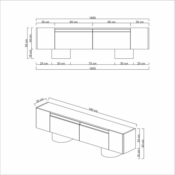 Hanah Home TV Stand Anthracite Black Bohem - Anthracite, Black
