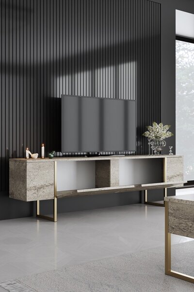 Hanah Home TV-állvány Travertin Gold Luxe - travertin, arany