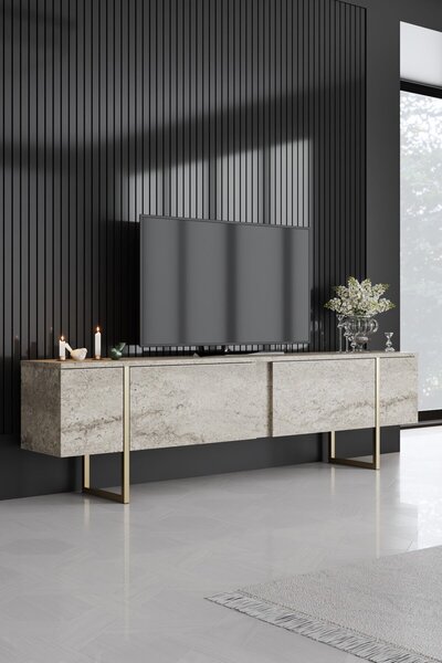 Hanah Home TV-állvány Travertin Gold Luxe - travertin, arany
