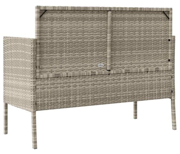 Világosszürke polyrattan kerti pad párnákkal