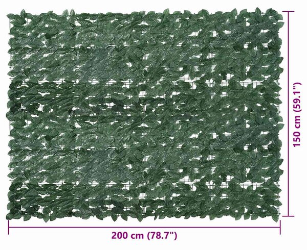 Sötétzöld leveles erkélyparaván 200 x 150 cm