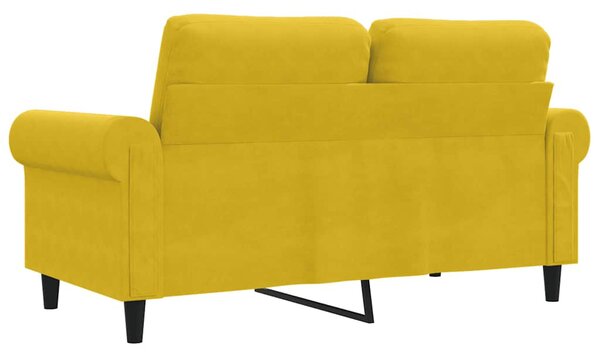 Kétszemélyes sárga bársony kanapé 120 cm