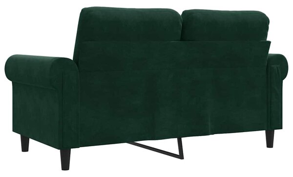 Kétszemélyes sötétzöld bársony kanapé 120 cm