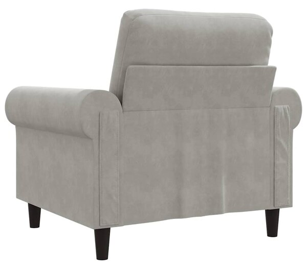 Világosszürke bársony kanapéfotel 60 cm
