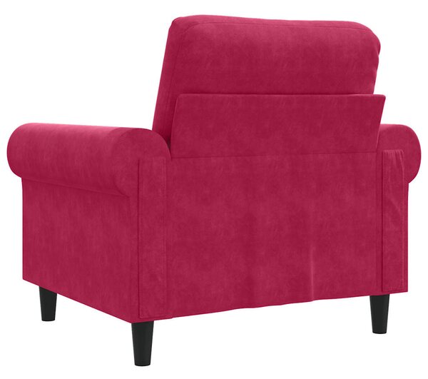 Bordó bársony kanapéfotel 60 cm