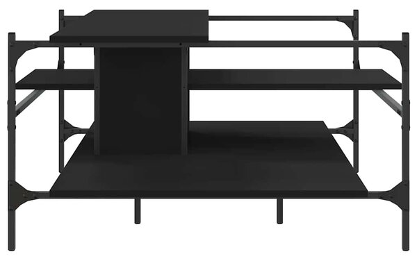 Fekete szerelt fa dohányzóasztal 100 x 100 x 48,5 cm