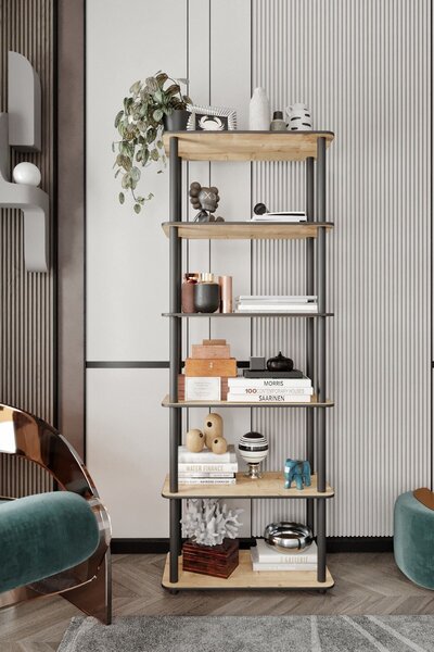 Hanah Home Tölgy Könyvespolc 6 rekeszes - Tölgy