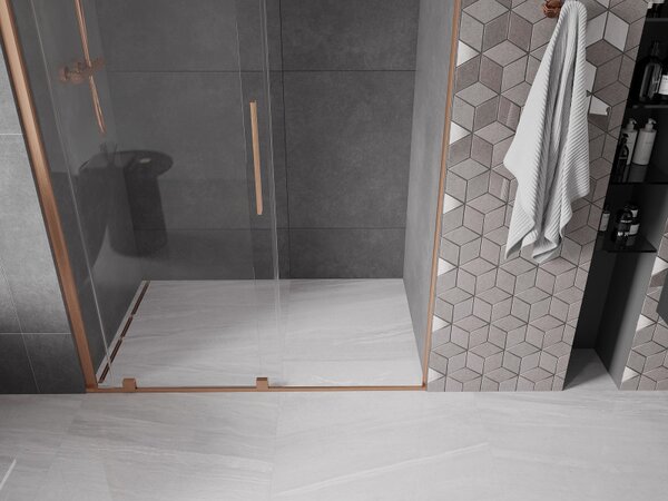 Mexen Velar, nyitható tolóajtó 130x200 cm, 8mm átlátszó üveg, rézmatt, 871-130-000-01-65