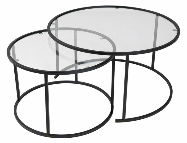 Hanah Home Coffee Table Set Black Black-Transparent-80-60