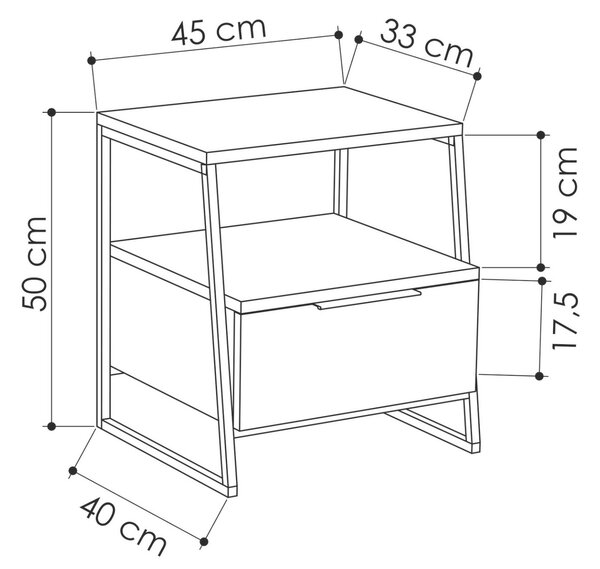 Hanah Home Nightstand Oak Pal - Oak