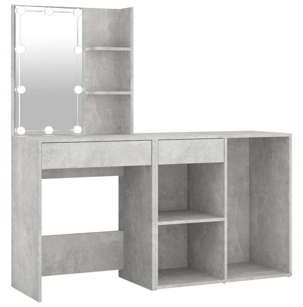 LED Sminkasztal Szett - Betonszürke - 140cm