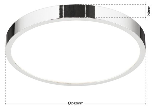 DISC LED mennyezeti lámpa, 24 cm, króm