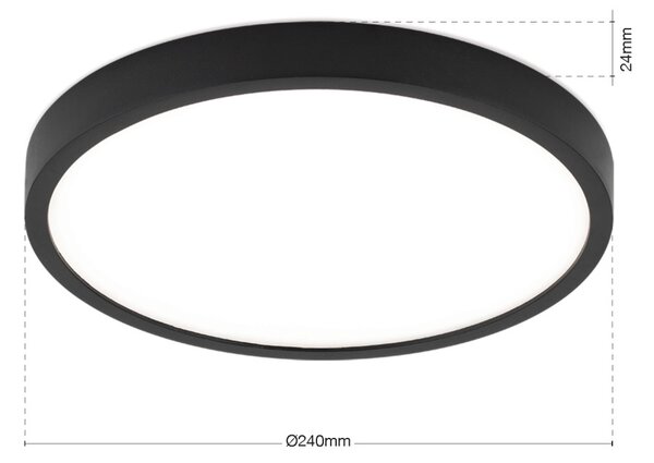 DISC LED mennyezeti lámpa, 24 cm, fekete