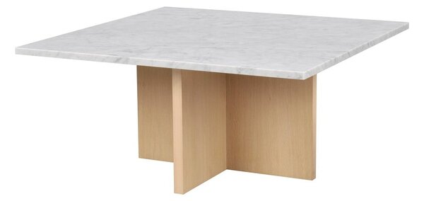 Fehér-natúr színű márvány dohányzóasztal 90x90 cm Brooksville - Rowico