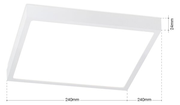DISC LED mennyezeti lámpa, szögletes, 24×24 cm, fehér