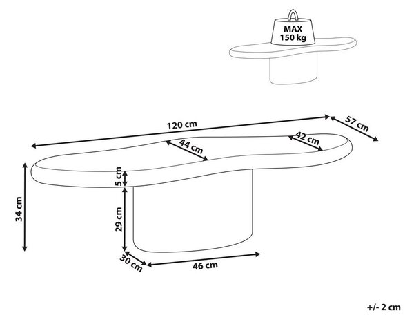 Dohányzóasztal CONZA 57 cm 120 cm Fekete