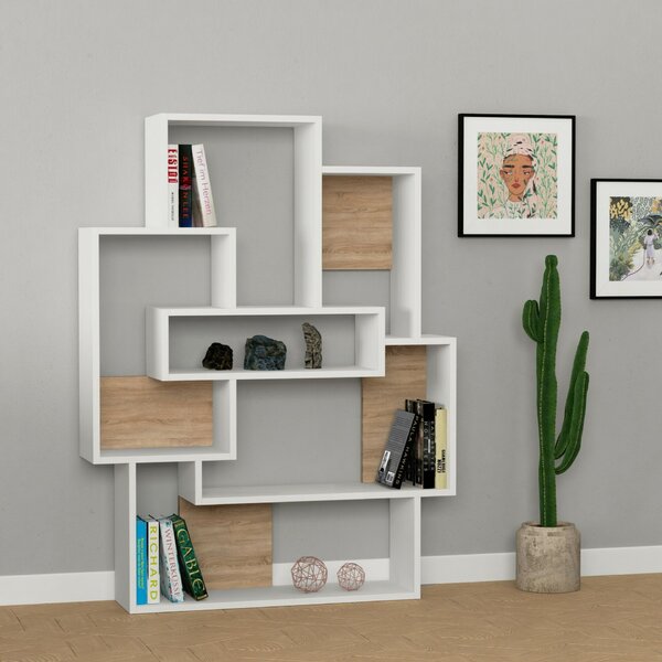 Hanah Home Könyvespolc White Oak Barce - Fehér, Tölgy