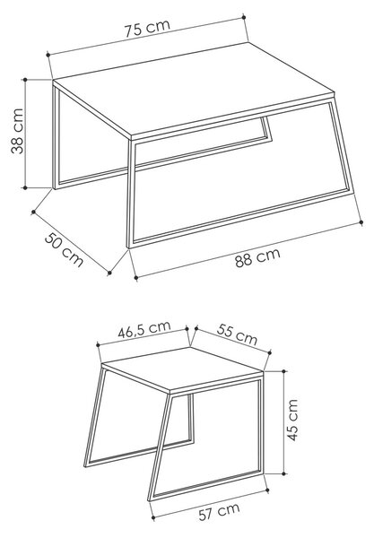 Hanah Home dohányzóasztal szett, antracit - Anthracite