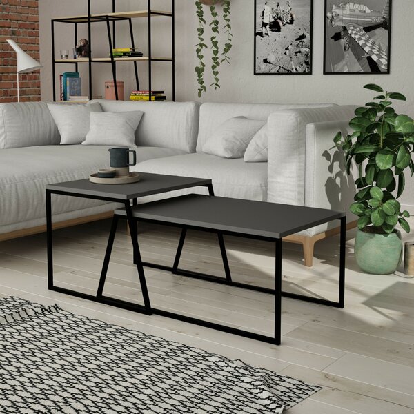 Hanah Home dohányzóasztal szett, antracit - Anthracite