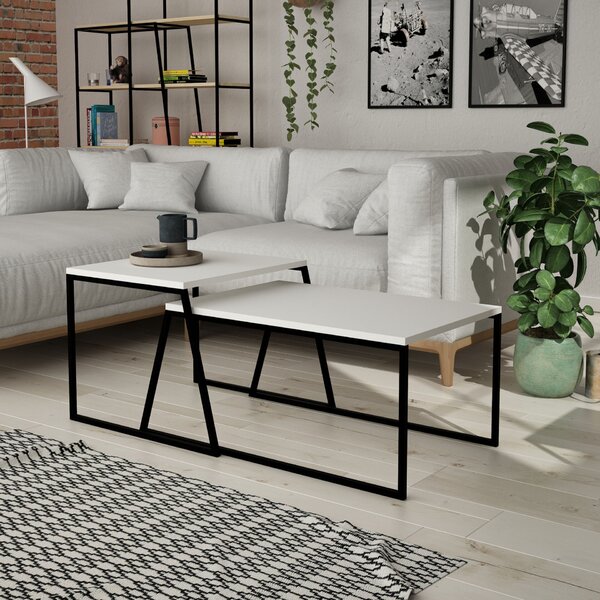 Hanah Home Pal Orta Sehpa dohányzóasztal szett – fehér-fekete
