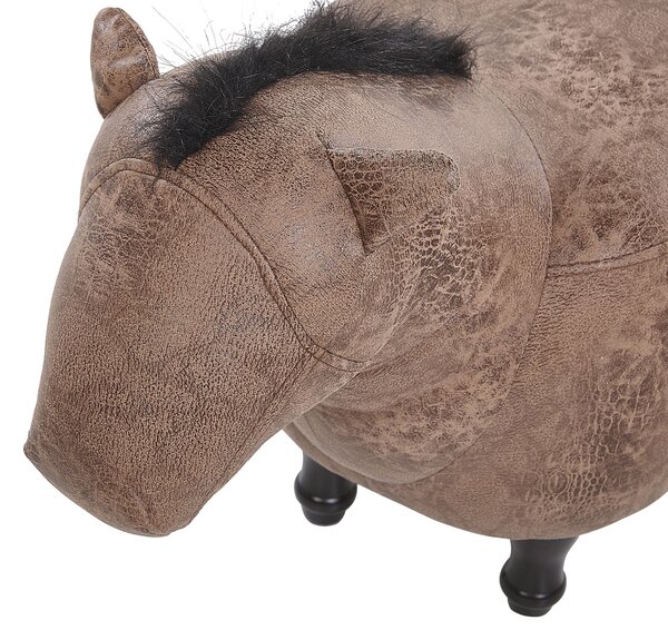 Állatos puff HORSE Műbőr Világosbarna Ló
