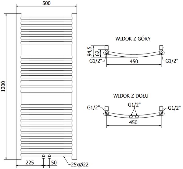 Mexen Ares, elektromos fűtőelem 1200x500 mm + fűtőrúd 600 W, arany fényes, W102-1200-500-2600-50
