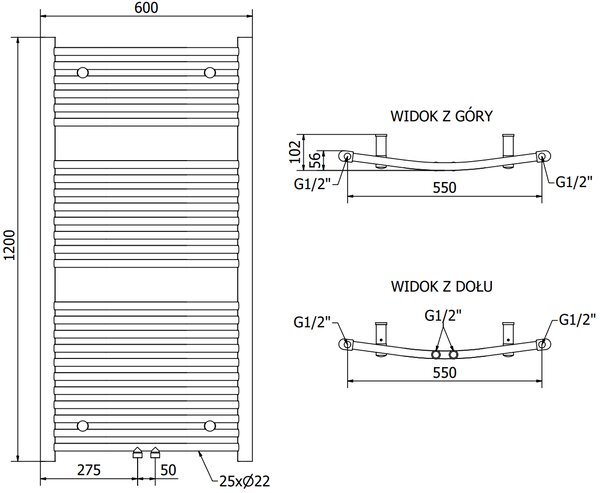 Mexen Ares, elektromos fűtőelem 1200x600 mm + fűtőrúd 600 W, arany fényes, W102-1200-600-2600-50