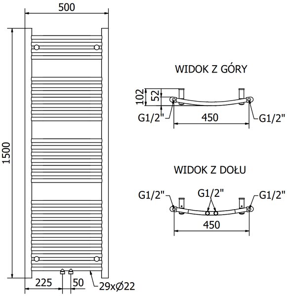 Mexen Ares, elektromos fűtőelem 1500x500 mm + fűtőrúd 600 W, króm, W102-1500-500-2600-01