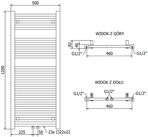 Mexen Pluton, elektromos fűtőelem 1200x500 mm + fűtőrúd 600 W, króm, W106-1200-500-2600-01